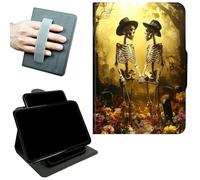 RWUTYTIUL Rotating Handle Case for iPad Air 13" M3/M2 2025/2024/iPad Pro 12.9" 2022, 360 Degree Swivel Kickstand with Magnetic Closure Leather Protective Cover for Women Men, Forest Skull Leaf