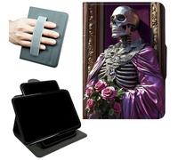RWUTYTIUL Rotating Handle Case for iPad Air 13" M3/M2 2025/2024/iPad Pro 12.9" 2022, 360 Degree Swivel Kickstand with Magnetic Closure Leather Protective Cover for Women Men, Purple Clothes Skull