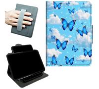 RWUTYTIUL Rotating Handle Case for iPad Air 3 2019/iPad Pro 10.5" 2017/2019/ iPad 9th/8th/7th Gene 10.2", 360 Degree Swivel Kickstand with Magnetic Closure Protective Cover, Blue Butterfly White Cloud