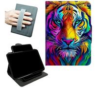 RWUTYTIUL Rotating Handle Case for iPad Air 5th/4th Gen 10.9" 2022/2020, 360 Degree Swivel Kickstand with Magnetic Closure, Shockproof Leather Protective Cover for Women Men, Artistic Tiger Head