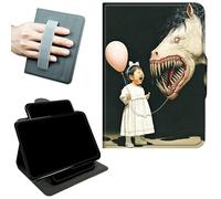 RWUTYTIUL Rotating Handle Case for iPad mini 7 A17 Pro 2024/Mini 6 2021 8.3", 360 Degree Swivel Kickstand with Magnetic Closure, Shockproof Leather Protective Cover for Women Men, Girl Horse