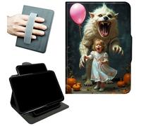 RWUTYTIUL Rotating Handle Case for iPad mini 7 A17 Pro 2024/Mini 6 2021 8.3", 360 Degree Swivel Kickstand with Magnetic Closure, Shockproof Leather Protective Cover for Men, White Tiger Balloon Girl