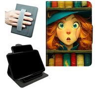 RWUTYTIUL Rotating Handle Case for iPad mini 7 A17 Pro 2024/Mini 6 2021 8.3", 360 Degree Swivel Kickstand with Magnetic Closure, Shockproof Leather Protective Cover for Women Men, Colorful Book Girl