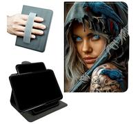 RWUTYTIUL Rotating Handle Case for iPad mini 7 A17 Pro 2024/Mini 6 2021 8.3", 360 Degree Swivel Kickstand with Magnetic Closure, Shockproof Leather Protective Cover for Women Men, Blue Eyed Girl