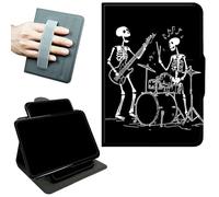 RWUTYTIUL Rotating Handle Case for iPad Pro 13 Inch M5 2025/M4 2024, 360 Degree Swivel Kickstand with Magnetic Closure, Shockproof Leather Protective Cover for Women Men, Guitar Skull