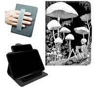 RWUTYTIUL Rotating Handle Case for Samsung Galaxy Tab A11 2026/A9 2024 8.7 Inch, 360 Degree Swivel Kickstand with Magnetic Closure, Shockproof Leather Protective Cover for Women Men, Dark Mushroom