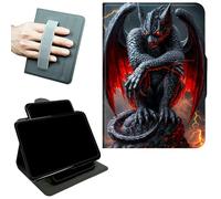 RWUTYTIUL Rotating Handle Case for Samsung Galaxy Tab A11 2026/A9 2024 8.7 Inch, 360 Degree Swivel Kickstand with Magnetic Closure Leather Protective Cover for Women Men, Red-Winged Dragon