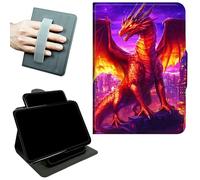 RWUTYTIUL Rotating Handle Case for Samsung Galaxy Tab A11 Plus 2026/A9 Plus 11" 2024, 360 Degree Swivel Kickstand with Magnetic Closure Shockproof Leather Cover for Women Men, Purple Red Dragon
