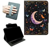 RWUTYTIUL Rotating Handle Case for Samsung Galaxy Tab A11 Plus 2026/A9 Plus 11" 2024, 360 Degree Swivel Kickstand with Magnetic Closure Shockproof Leather Cover for Women Men, Butterfly Dark Moon