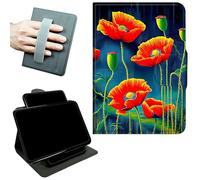 RWUTYTIUL Rotating Handle Case for Samsung Galaxy Tab S10 Plus 2024/S9 FE+/S9 Plus 12.4 Inch 2023, 360 Degree Swivel Kickstand with Magnetic Closure Leather Protective Cover, Artistic Red Flower
