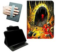 RWUTYTIUL Rotating Handle Case for Samsung Galaxy Tab S11 Ultra 2025 14.6" SM-X930/X936, 360 Degree Swivel Kickstand with Magnetic Closure Leather Protective Cover for Women Men, Skull Cave