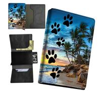 RWUTYTIUL Sea Turtle Minimalist Wallet for Men, Womens Pop Up Automatic Wallet Slim Leather Wallet with Money Clip RFID Blocking Credit Card holder Business Gift Money Wallet, Beach Dog Paw Print
