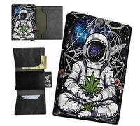 RWUTYTIUL Sea Turtle Minimalist Wallet for Men, Womens Pop Up Automatic Wallet Slim Leather Wallet with Money Clip RFID Blocking Credit Card holder Business Gift Wallet, Planet Man