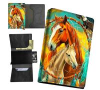 RWUTYTIUL Sea Turtle Minimalist Wallet for Men, Womens Pop Up Automatic Wallet Slim Leather Wallet with Money Clip RFID Blocking Credit Card holder Business Gift Money Wallet, Two Horses Paving Dream