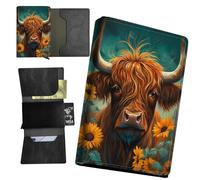 RWUTYTIUL Sea Turtle Minimalist Wallet for Men, Womens Pop Up Automatic Wallet Slim Leather Wallet with Money Clip RFID Blocking Credit Card holder Business Gift Money Wallet, Flowers Cow, Minimalist