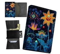 RWUTYTIUL Sea Turtle Minimalist Wallet for Men, Womens Pop Up Automatic Wallet Slim Leather Wallet with Money Clip RFID Blocking Credit Card holder Business Gift Money Wallet, Artistic Orange Blossom