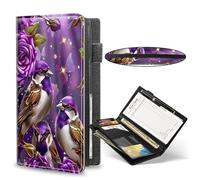 RWUTYTIUL Server Book Organizer with Strap Closure 5.5 * 9 In, Waitress Order Pads Waiter Wallet Booklet Restaurant Waitstaff Guest Check Book Holder Money Pocket Accessories, Purple Hummingbird