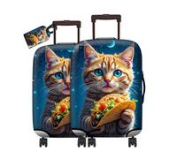 RWUTYTIUL Travel Luggage Cover Suitcase Protector Fits 19"-21" & Privacy Leather Luggage Tag Set, Elastic Washable Stretch Suitcase Cover for Men Women Travel Business Cruise, Dragon Flaming, Hamburg