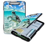 RWUTYTIUL Turtle A4 Clipboard with Storage Pen Holder, Clipboards Organizer Nursing Clipboard Foldable File Folder Plastic Clipboard Folio Clip Board for Office Students Classroom Doctor