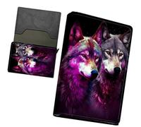 RWUTYTIUL Turtle Minimalist Wallet for Men, Womens Pop Up Automatic Wallet Slim Leather Wallet with Money Clip RFID Blocking Credit Card holder Business Gift Money Wallet, Two Wolves