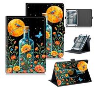 RWUTYTIUL Universal Tablet Case for 10.36" TCL Tab Pro 5G 9198S/TCL TABMAX 10.4" 9296Q, 360 Degree Rotating Kickstand Protective Stand PU Leather Shell Cover for 9"-10.5", Drift Bottle Flowers Birds