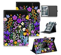 RWUTYTIUL Universal Tablet Case for 10.36" TCL Tab Pro 5G 9198S/TCL TABMAX 10.4" 9296Q, 360 Degree Rotating Kickstand Protective Stand PU Leather Shell Cover for 9"-10.5", Purple Wildflower