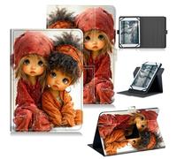 RWUTYTIUL Universal Tablet Case for BLU M8L 2022/M8L Plus 8 Inch, 360 Degree Rotating Kickstand Protective Stand PU Leather Shell Cover for 7"-9", Two Little Girls