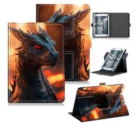 RWUTYTIUL Universal Tablet Case for BLU M8L 2022/M8L Plus 8 Inch, 360 Degree Rotating Kickstand Protective Stand PU Leather Shell Cover for 7"-9", Red Eyed Dragon