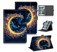 RWUTYTIUL Universal Tablet Case for Dragon Touch Notepad K10/for ZONKO K105/Winsing 10 Inch, 360 Degree Rotating Kickstand Protective Stand PU Leather Shell Cover for 9"-10.5", Dark Clouds Moon