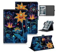RWUTYTIUL Universal Tablet Case for Dragon Touch Notepad K10/for ZONKO K105/Winsing 10 Inch, 360 Degree Rotating Kickstand Protective Stand Leather Shell Cover for 9"-10.5", Artistic Orange Blossom