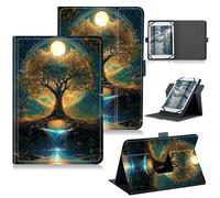 RWUTYTIUL Universal Tablet Case for Dragon Touch Notepad K10/for ZONKO K105/Winsing 10 Inch, 360 Degree Rotating Kickstand Protective Stand PU Leather Shell Cover for 9"-10.5", Moon Orange Tree