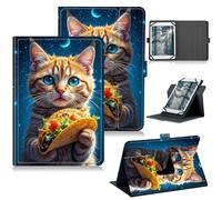 RWUTYTIUL Universal Tablet Case for Dragon Touch Notepad K10/for ZONKO K105/Winsing 10 Inch, 360 Degree Rotating Kickstand Protective Stand PU Leather Shell Cover for 9"-10.5", Hamburg Orange Cat