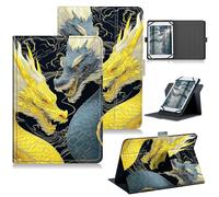 RWUTYTIUL Universal Tablet Case for Dragon Touch Notepad K10/for ZONKO K105/Winsing 10 Inch, 360 Degree Rotating Kickstand Protective Stand PU Leather Shell Cover for 9"-10.5", Gray-Yellow Dragon