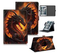RWUTYTIUL Universal Tablet Case for Dragon Touch Notepad K10/for ZONKO K105/Winsing 10 Inch, 360 Degree Rotating Kickstand Protective Stand PU Leather Shell Cover for 9"-10.5", Flame Dragon