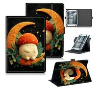 RWUTYTIUL Universal Tablet Case for Dragon Touch Notepad K10/for ZONKO K105/Winsing 10 Inch, 360 Degree Rotating Kickstand Protective Stand PU Leather Shell Cover for 9"-10.5", Orange Moon Mushroom