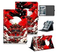RWUTYTIUL Universal Tablet Case for Rowt A10/Aiprotablet C20e/Moderness MB1001 10.1", 360 Degree Rotating Kickstand Protective Stand PU Leather Shell Cover for 9"-10.5", Red Wave House