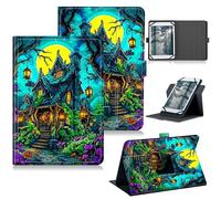 RWUTYTIUL Universal Tablet Case for Rowt A10/Aiprotablet C20e/Moderness MB1001 10.1", 360 Degree Rotating Kickstand Protective Stand PU Leather Shell Cover for 9"-10.5", Dream Castle