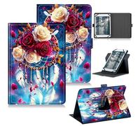 RWUTYTIUL Universal Tablet Case for Rowt A10/Aiprotablet C20e/Moderness MB1001 10.1", 360 Degree Rotating Kickstand Protective Stand PU Leather Shell Cover for 9"-10.5", Purple Dream Catcher