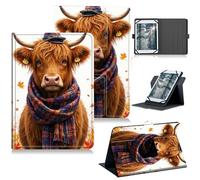 RWUTYTIUL Universal Tablet Case for ROWT A10/Aiprotablet C20e/Moderness MB1001/Callsky-Tab 10.1", 360 Degree Rotating Kickstand Protective Stand PU Leather Shell Cover for 9"-10.5", Scarf Yellow Bull