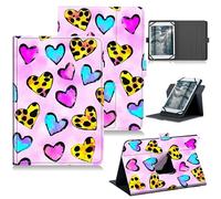 RWUTYTIUL Universal Tablet Case for T-Mobile Revvl Tab 2 10.1" 2025/Revvl Tab 5G 10.36" 2023, 360 Degree Rotating Kickstand Protective Stand PU Leather Cover for 9"-10.5", Leopard Print Love Purple