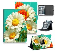 RWUTYTIUL Universal Tablet Case for Xiaomi Pad 7/7 Pro 11.2 Inch, 360 Degree Rotating Kickstand Protective Stand PU Leather Shell Cover for 10.5"-11.5", White Daisy