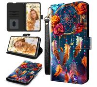 RWUTYTIUL Wallet Case for Cricket Magic 2 5G 2024/AT&T Propel 2 5G with 3 x Credit Card Holder & Wrist Strap, Shockproof with Convenient Card Slots Kickstand Flip Phone Cover, Dream Laying Net