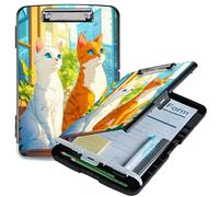 RWUTYTIUL White Orange Cat A4 Clipboard with Storage Pen Holder, Clipboards Organizer Nursing Clipboard Foldable File Folder Plastic Clipboard Folio Clip Board for Office Students Classroom Doctor