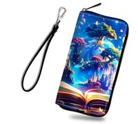 RWUTYTIUL Zip Around Wallets for Women, Card Cases & Money Organizers Wristlet Wallets for Men, RFID Blocking Leather Wallet for Cell Phone Driving License Coin Cash Travel, Book Trees