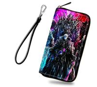 RWUTYTIUL Zip Around Wallets for Women, Card Cases & Money Organizers Wristlet Wallets for Men, RFID Blocking Leather Wallet for Cell Phone Driving License Coin Cash Travel, Night Warriors