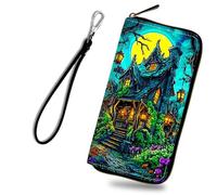 RWUTYTIUL Zip Around Wallets for Women, Card Cases & Money Organizers Wristlet Wallets for Men, RFID Blocking Leather Wallet for Cell Phone Driving License Coin Cash Travel, Butterfly Sky, Dream