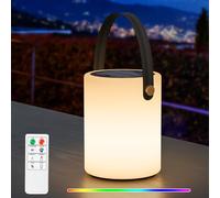 RWWR Solar Lamp Outdoor Solar Lights LED 2-in-1 Charging LED Table Lamp Battery Table Lamp Wireless with Remote Control 8 Colours Dimmable IP44 for Patio Camping Garden Balcony (D)