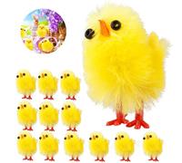 RWYBEYW 60pcs Mini Easter Chicks Chenille Easter Chicken Decorations Cartoon Fluffy Plush Farm Chicken Figures Kids DIY Easter Egg Bonnet Decoration Birthday Party Favors (Yellow, 60pcs)