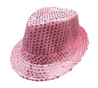 RWYBEYW Sequin Fedora Hat for Women Glitter Abba Hat Cowboy Hat Dance Party Performance Hats Fancy Dress 70s Disco Accessories (Pink, ONE Size)