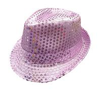 RWYBEYW Sequin Fedora Hat for Women Glitter Abba Hat Cowboy Hat Dance Party Performance Hats Fancy Dress 70s Disco Accessories (Light Purple, ONE Size)
